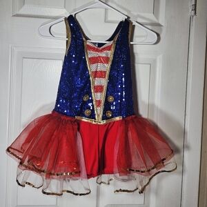 A Wish Come True Brand, Red, White, And Blue Sequin Dance Costume Sz SC